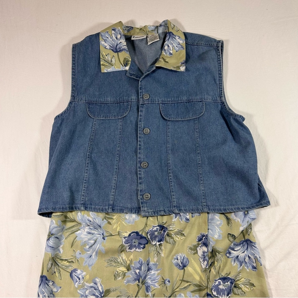 Denim Vest and Floral Skirt Set